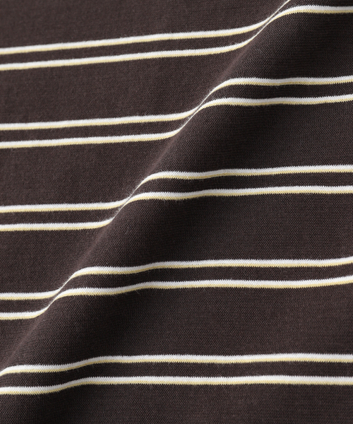 Kaptain Sunshine(キャプテン サンシャイン)の「KAPTAIN SUNSHINE / キャプテンサンシャイン Hard Twisted Stripe Jersey(Tシャツ/カットソー・メンズ・ブラウン/ライトグレー・4/3)」の7枚目の写真