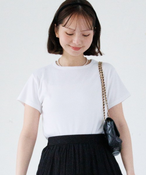 flower(フラワー)の「デイリーソフトティーズ(Tシャツ/カットソー・レディース・ホワイト/ピンク/アイボリー/ブラック・FREE)」の1枚目の写真