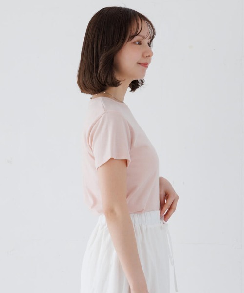 flower(フラワー)の「デイリーソフトティーズ(Tシャツ/カットソー・レディース・ホワイト/ピンク/アイボリー/ブラック・FREE)」の6枚目の写真