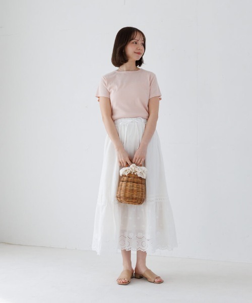 flower(フラワー)の「デイリーソフトティーズ(Tシャツ/カットソー・レディース・ホワイト/ピンク/アイボリー/ブラック・FREE)」の8枚目の写真