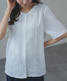 【ANNA LUNA】繊細 レース で華やぐ上品 半袖 ブラウス