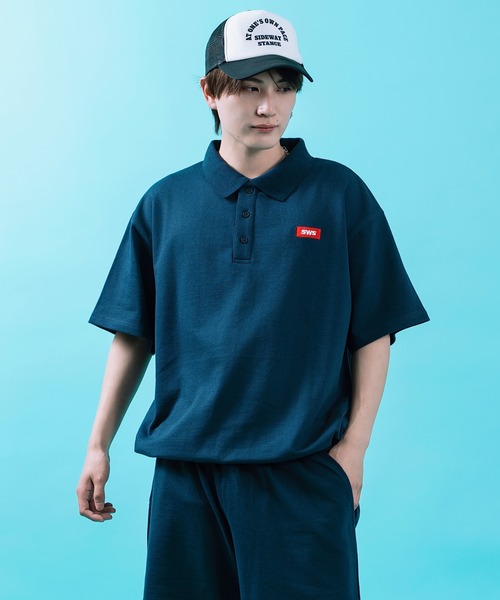 SIDEWAY STANCE(サイドウェイスタンス)の「【SIDEWAY STANCE】 ボックスロゴ刺しゅう スウェット 半袖 ポロシャツ(ポロシャツ・メンズ・ブラック/杢グレー/ネイビー・LARGE/MEDIUM/SMALL/X-LARGE)」の15枚目の写真