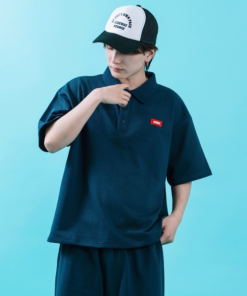 SIDEWAY STANCE(サイドウェイスタンス)の「【SIDEWAY STANCE】 ボックスロゴ刺しゅう スウェット 半袖 ポロシャツ(ポロシャツ・メンズ・ブラック/杢グレー/ネイビー・LARGE/MEDIUM/SMALL/X-LARGE)」の6枚目の写真