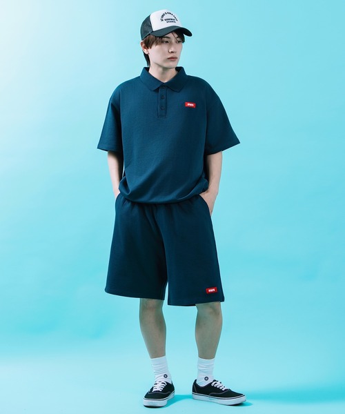 SIDEWAY STANCE(サイドウェイスタンス)の「【SIDEWAY STANCE】 ボックスロゴ刺しゅう スウェット 半袖 ポロシャツ(ポロシャツ・メンズ・ブラック/杢グレー/ネイビー・LARGE/MEDIUM/SMALL/X-LARGE)」の7枚目の写真