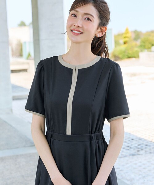 Tiaclasse（ティアクラッセ）の「配色フレアワンピース（ワンピース・レディース・ブルー/ピンク/ネイビー/ベージュ・XL/XXL）」の8枚目の写真