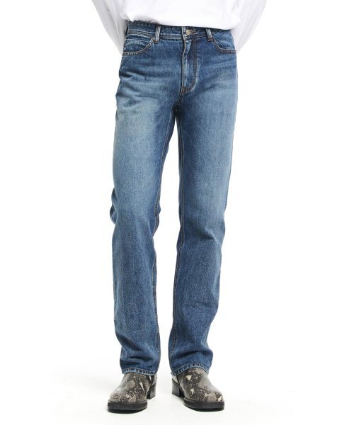 SNAP BACK SLIT STRAIGHT JEAN INDIGO