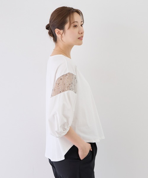Jayro(ジャイロ)の「袖メッシュブラウス(シャツ/ブラウス・レディース・ホワイト系その他/ネイビー/ブラック・38)」の11枚目の写真