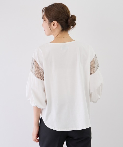 Jayro(ジャイロ)の「袖メッシュブラウス(シャツ/ブラウス・レディース・ホワイト系その他/ネイビー/ブラック・38)」の12枚目の写真