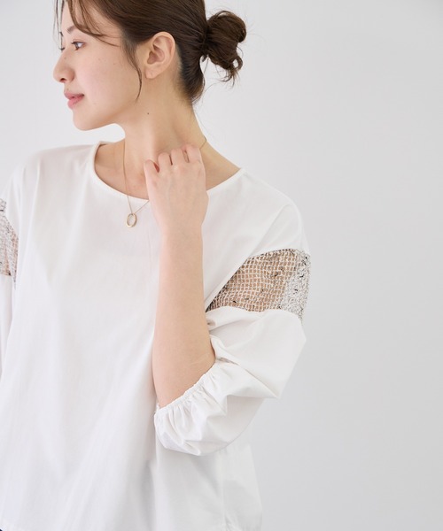 Jayro(ジャイロ)の「袖メッシュブラウス(シャツ/ブラウス・レディース・ホワイト系その他/ネイビー/ブラック・38)」の13枚目の写真