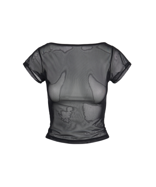 GILAARCHIVE(ギラアーカイブ)の「LETTERING LOGO BACKLESS SHEER TOP_BLACK(Tシャツ/カットソー・レディース・その他・FREE)」の4枚目の写真