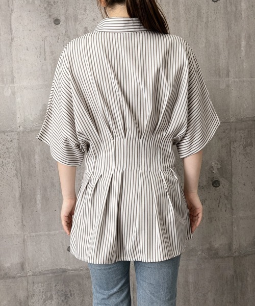 Miniministore(ミニミニストア)の「ストライプシャツブラウス ウエストマーク(シャツ/ブラウス・レディース・ピンク/ライトブルー/ブラック/ライトブラウン・L/M)」の21枚目の写真