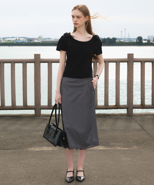 DEHEVE（デヘヴェ）の「Boat Neck Ribbon Knit [Black]（ニット/セーター・レディース・ブラック・OS）」の12枚目の写真