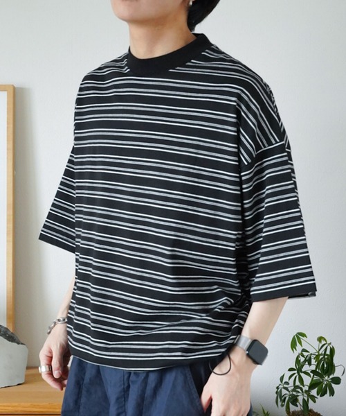 ZOZOMARKET by idaka（ゾゾマーケットバイイダカ）の「【インフルエンサー idakaセレクト】マルチボーダーリラックスTシャツ（Tシャツ/カットソー・メンズ・グレー/ブラック・M/L）」の10枚目の写真