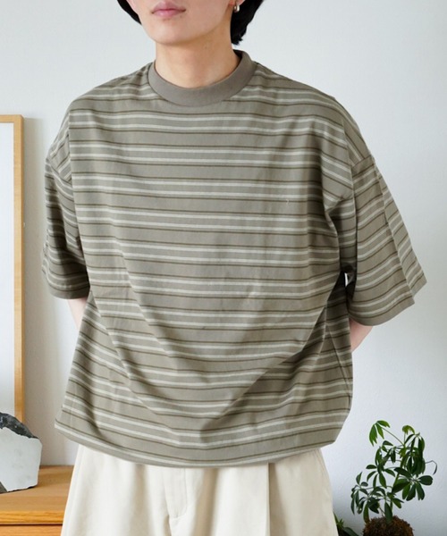 ZOZOMARKET by idaka（ゾゾマーケットバイイダカ）の「【インフルエンサー idakaセレクト】マルチボーダーリラックスTシャツ（Tシャツ/カットソー・メンズ・グレー/ブラック・M/L）」の6枚目の写真
