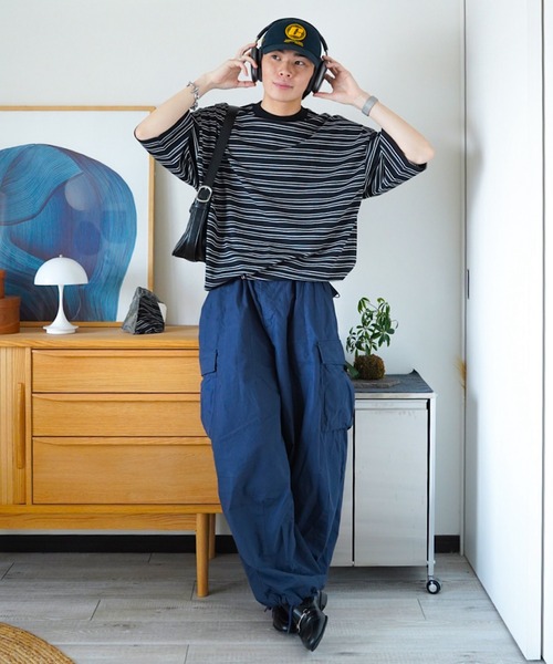 ZOZOMARKET by idaka（ゾゾマーケットバイイダカ）の「【インフルエンサー idakaセレクト】マルチボーダーリラックスTシャツ（Tシャツ/カットソー・メンズ・グレー/ブラック・M/L）」の3枚目の写真
