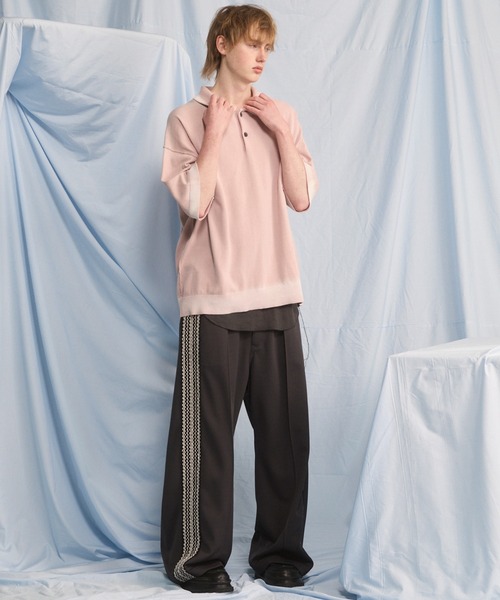MAISON SPECIAL（メゾンスペシャル）の「《UNISEX》High Twist Prime-Over Pigment Bleach Knit Polo Shirt/ハイツイストプライムオーバーピグメントブリーチニットポロシャツ【MAISON SPECIAL/メゾンスペシャル】（ポロシャツ・メンズ・ブラック/サックスブルー/ピンク/ネイビー・0/2/1）」の7枚目の写真