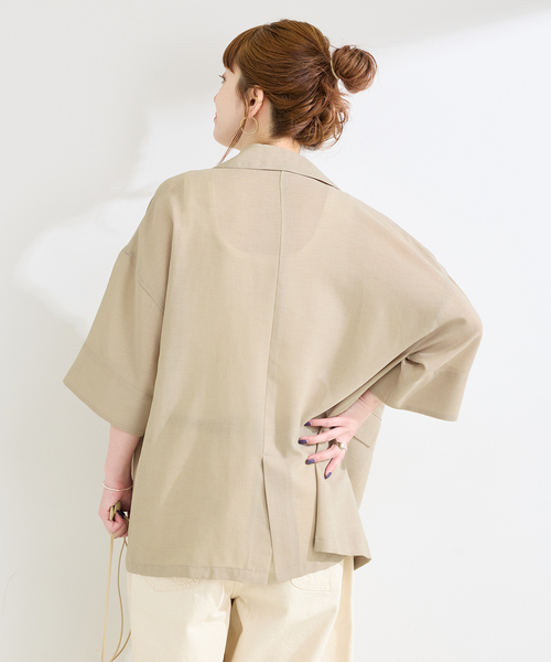 B.C STOCK(ベーセーストック)の「《追加》手洗い可 / ハーフスリーブジャケット(その他アウター・レディース・ベージュ/ブラック・FREE)」の20枚目の写真