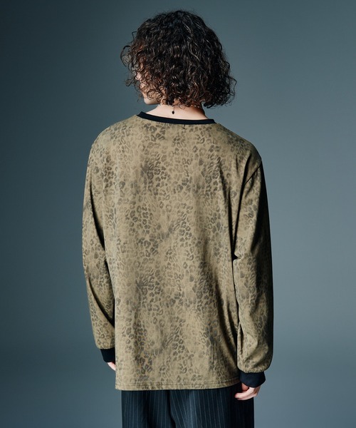 glamb(グラム)の「Leopard Trim Cutsew / レオパードトリムカットソー(Tシャツ/カットソー・メンズ・ホワイト/カーキ・S/M/L)」の14枚目の写真