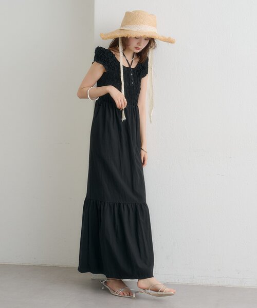 mystic(ミスティック)の「【4色展開】シャーリングワンピース(ワンピース・レディース・ブラック/オフホワイト/ブルー/ピンク・1/2)」の8枚目の写真
