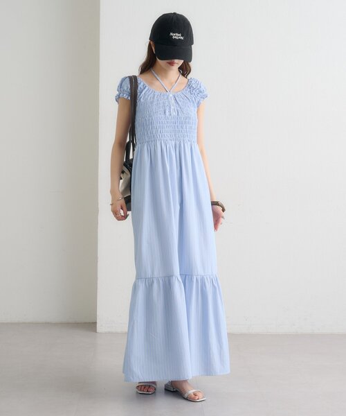 mystic(ミスティック)の「【4色展開】シャーリングワンピース(ワンピース・レディース・ブラック/オフホワイト/ブルー/ピンク・1/2)」の11枚目の写真