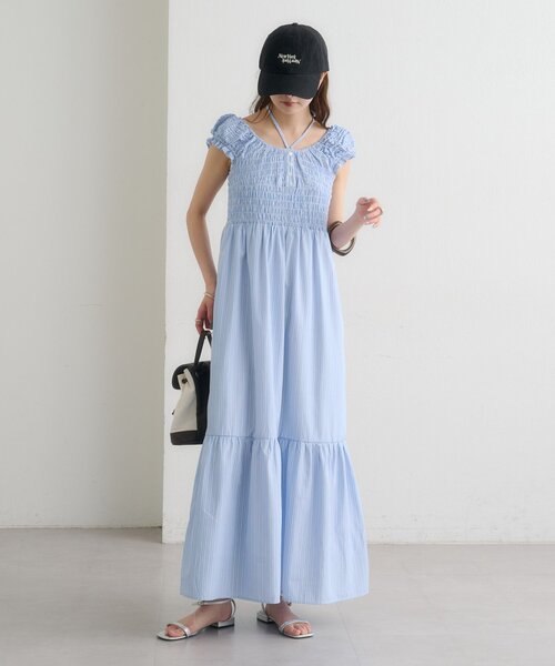 mystic(ミスティック)の「【4色展開】シャーリングワンピース(ワンピース・レディース・ブラック/オフホワイト/ブルー/ピンク・1/2)」の12枚目の写真