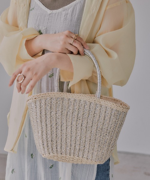 セール】メタリック ペーパー トートバッグ（かごバッグ）｜210nouve