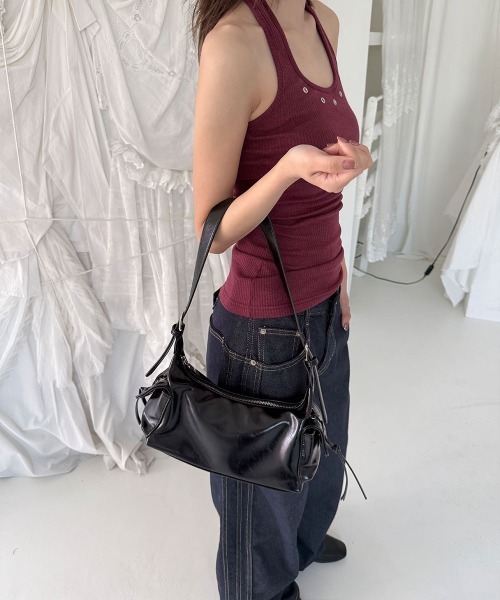 4INT.(フォイント)の「アイレット リボン ミニ トート ショルダー バッグ(ショルダーバッグ・レディース・ブラック/シルバー・FREE)」の11枚目の写真