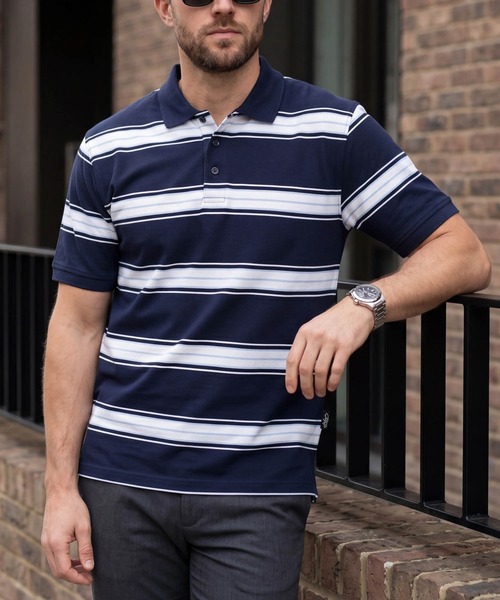 Cal Top(キャルトップ)の「【T19】【Cal Top/キャルトップ】STRIPE POLO SHIRTS(ポロシャツ・メンズ・ネイビー/レッド/ブラック/グレー・MEDIUM/SMALL/LARGE/X-LARGE/XXX-LARGE)」の3枚目の写真
