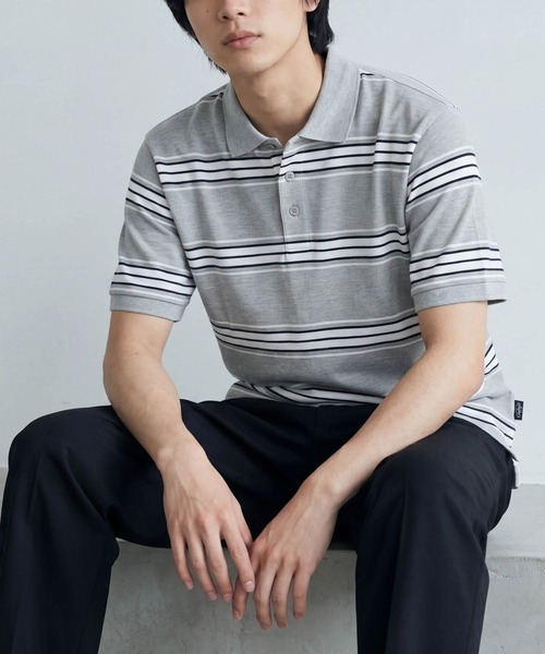 Cal Top(キャルトップ)の「【T19】【Cal Top/キャルトップ】STRIPE POLO SHIRTS(ポロシャツ・メンズ・ネイビー/レッド/ブラック/グレー・MEDIUM/SMALL/LARGE/X-LARGE/XXX-LARGE)」の2枚目の写真