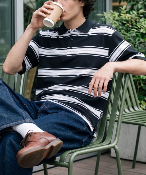 Cal Top(キャルトップ)の「【T19】【Cal Top/キャルトップ】STRIPE POLO SHIRTS(ポロシャツ・メンズ・ネイビー/レッド/ブラック/グレー・MEDIUM/SMALL/LARGE/X-LARGE/XXX-LARGE)」の1枚目の写真