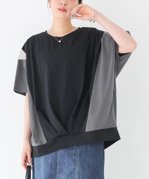 【接触冷感】配色メッシュ切替ドルマンカットソー
