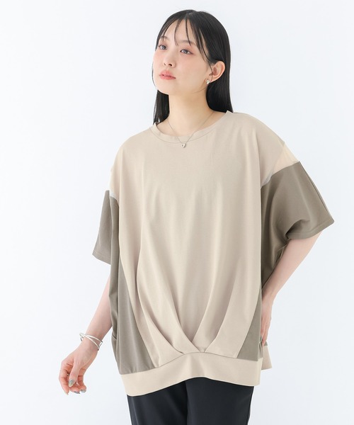 n'OrLABEL(ノアールレーベル)の「【接触冷感】配色メッシュ切替ドルマンカットソー(Tシャツ/カットソー・レディース・ブラック/ライトブルー/グレイッシュベージュ・FREE)」の10枚目の写真