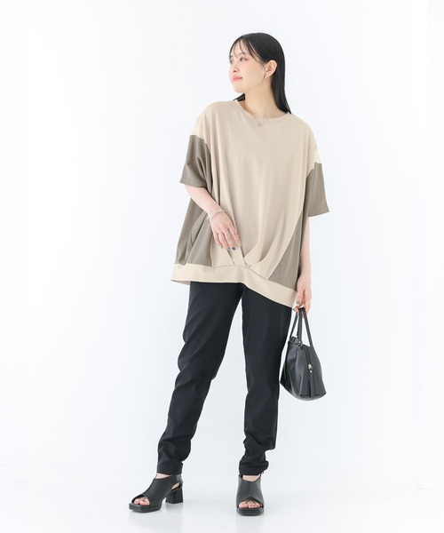 n'OrLABEL(ノアールレーベル)の「【接触冷感】配色メッシュ切替ドルマンカットソー(Tシャツ/カットソー・レディース・ブラック/ライトブルー/グレイッシュベージュ・FREE)」の5枚目の写真