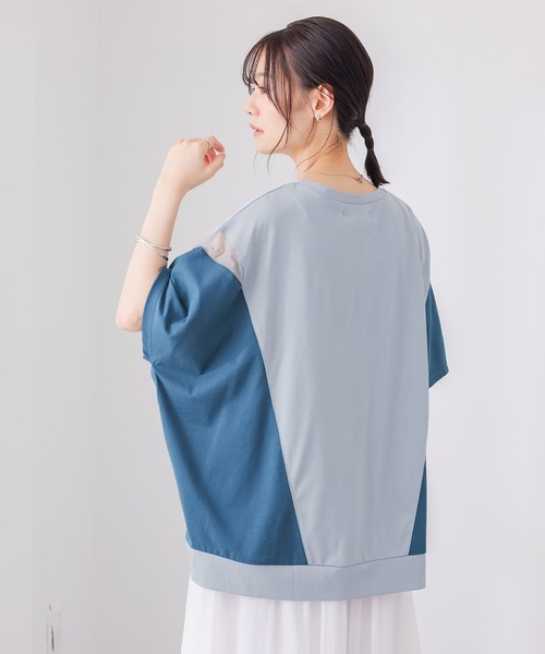 n'OrLABEL(ノアールレーベル)の「【接触冷感】配色メッシュ切替ドルマンカットソー(Tシャツ/カットソー・レディース・ブラック/ライトブルー/グレイッシュベージュ・FREE)」の9枚目の写真