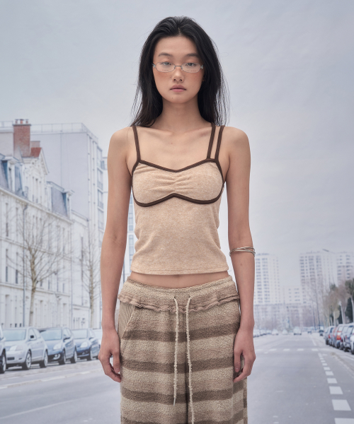 SOMSOC(ソムソック)の「DELL TERRY SLEEVELESS TOP_BEIGE(Tシャツ/カットソー・レディース・その他・FREE)」の1枚目の写真