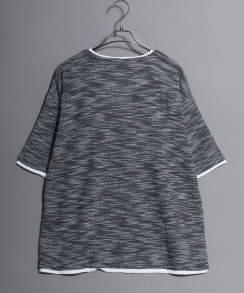 ANPAS（アンパス）の「Faux Layered Key-Neck Tee / フェイクレイヤード キーネック 半袖Tシャツ メンズ トップス カットソー ムジ 無地T（Tシャツ/カットソー・メンズ・チャコール/ブラック・M/L/LL）」の6枚目の写真