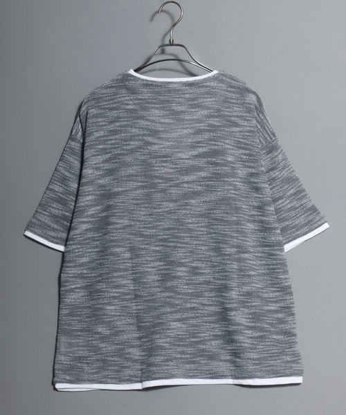 ANPAS（アンパス）の「Faux Layered Key-Neck Tee / フェイクレイヤード キーネック 半袖Tシャツ メンズ トップス カットソー ムジ 無地T（Tシャツ/カットソー・メンズ・チャコール/ブラック・M/L/LL）」の12枚目の写真