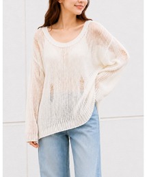 シアーメッシュルーズニット
