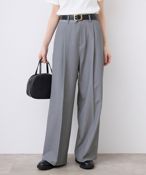 SLOBE IENA(スローブイエナ)の「《WEB限定/4サイズ展開/追加》TRワイドトラウザー(スラックス・レディース・ブラック/グレー・34/36/38/40)」の2枚目の写真