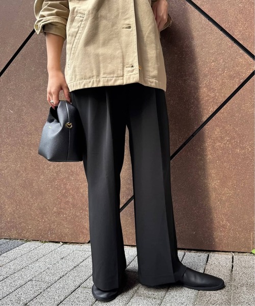 SLOBE IENA(スローブイエナ)の「《WEB限定サイズあり/4サイズ展開/追加》TRワイドトラウザー(スラックス・レディース・ブラック/グレー・34/36/38/40)」の8枚目の写真