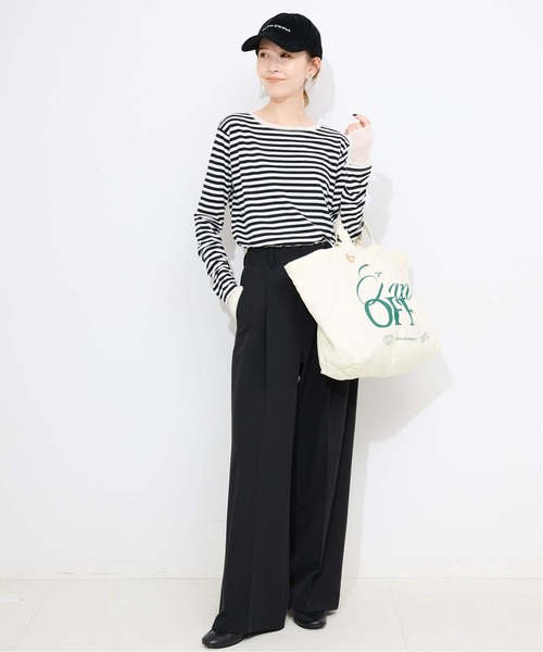 SLOBE IENA(スローブイエナ)の「《WEB限定/4サイズ展開/追加》TRワイドトラウザー(スラックス・レディース・ブラック/グレー・34/36/38/40)」の3枚目の写真