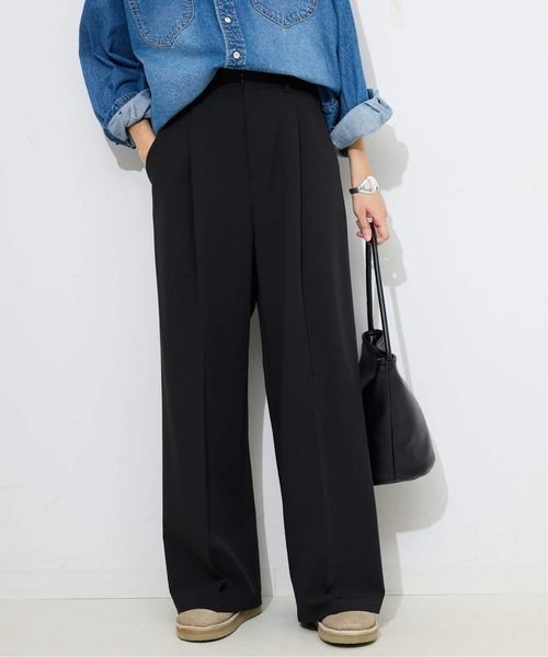 SLOBE IENA(スローブイエナ)の「《WEB限定/4サイズ展開/追加》TRワイドトラウザー(スラックス・レディース・ブラック/グレー・34/36/38/40)」の5枚目の写真