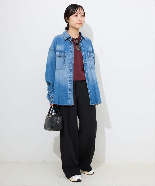 SLOBE IENA(スローブイエナ)の「《WEB限定/4サイズ展開/追加》TRワイドトラウザー(スラックス・レディース・ブラック/グレー・34/36/38/40)」の6枚目の写真