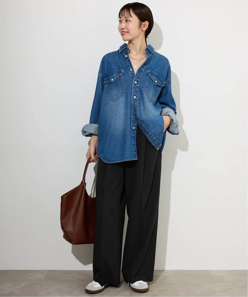 SLOBE IENA(スローブイエナ)の「《WEB限定/4サイズ展開/追加》TRワイドトラウザー(スラックス・レディース・ブラック/グレー・34/36/38/40)」の8枚目の写真
