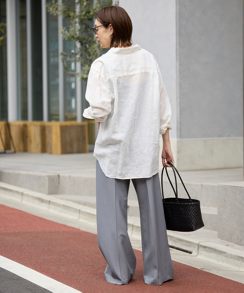 SLOBE IENA(スローブイエナ)の「《WEB限定/4サイズ展開/追加》TRワイドトラウザー(スラックス・レディース・ブラック/グレー・34/36/38/40)」の16枚目の写真