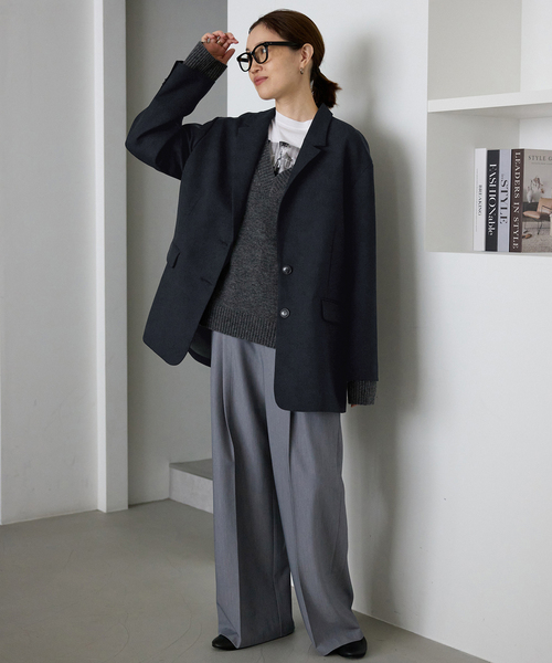SLOBE IENA(スローブイエナ)の「《WEB限定/4サイズ展開/追加》TRワイドトラウザー(スラックス・レディース・ブラック/グレー・34/36/38/40)」の18枚目の写真