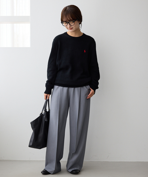SLOBE IENA(スローブイエナ)の「《WEB限定/4サイズ展開/追加》TRワイドトラウザー(スラックス・レディース・ブラック/グレー・34/36/38/40)」の21枚目の写真