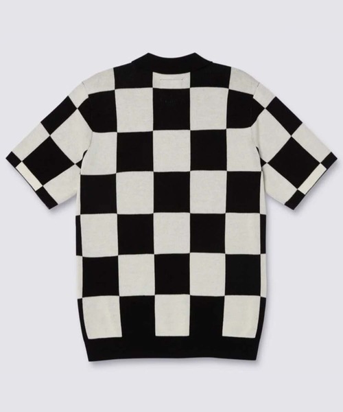 VANS（バンズ）の「PARKER チェッカーボード ポロセーター / PARKER CHECKERBOARD POLO SWEAT VN0008T4ZHJ1（ニット/セーター・メンズ・ブラック×ホワイト・LARGE）」の2枚目の写真