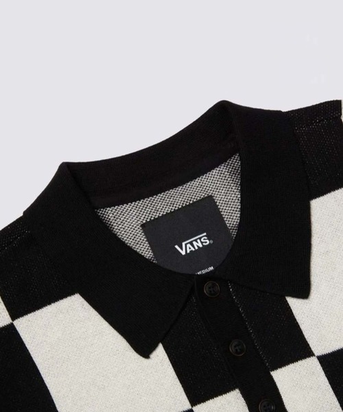 VANS（バンズ）の「PARKER チェッカーボード ポロセーター / PARKER CHECKERBOARD POLO SWEAT VN0008T4ZHJ1（ニット/セーター・メンズ・ブラック×ホワイト・LARGE）」の3枚目の写真