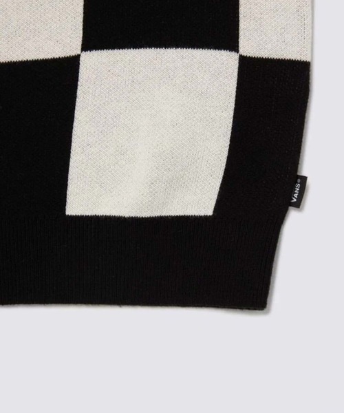 VANS（バンズ）の「PARKER チェッカーボード ポロセーター / PARKER CHECKERBOARD POLO SWEAT VN0008T4ZHJ1（ニット/セーター・メンズ・ブラック×ホワイト・LARGE）」の4枚目の写真